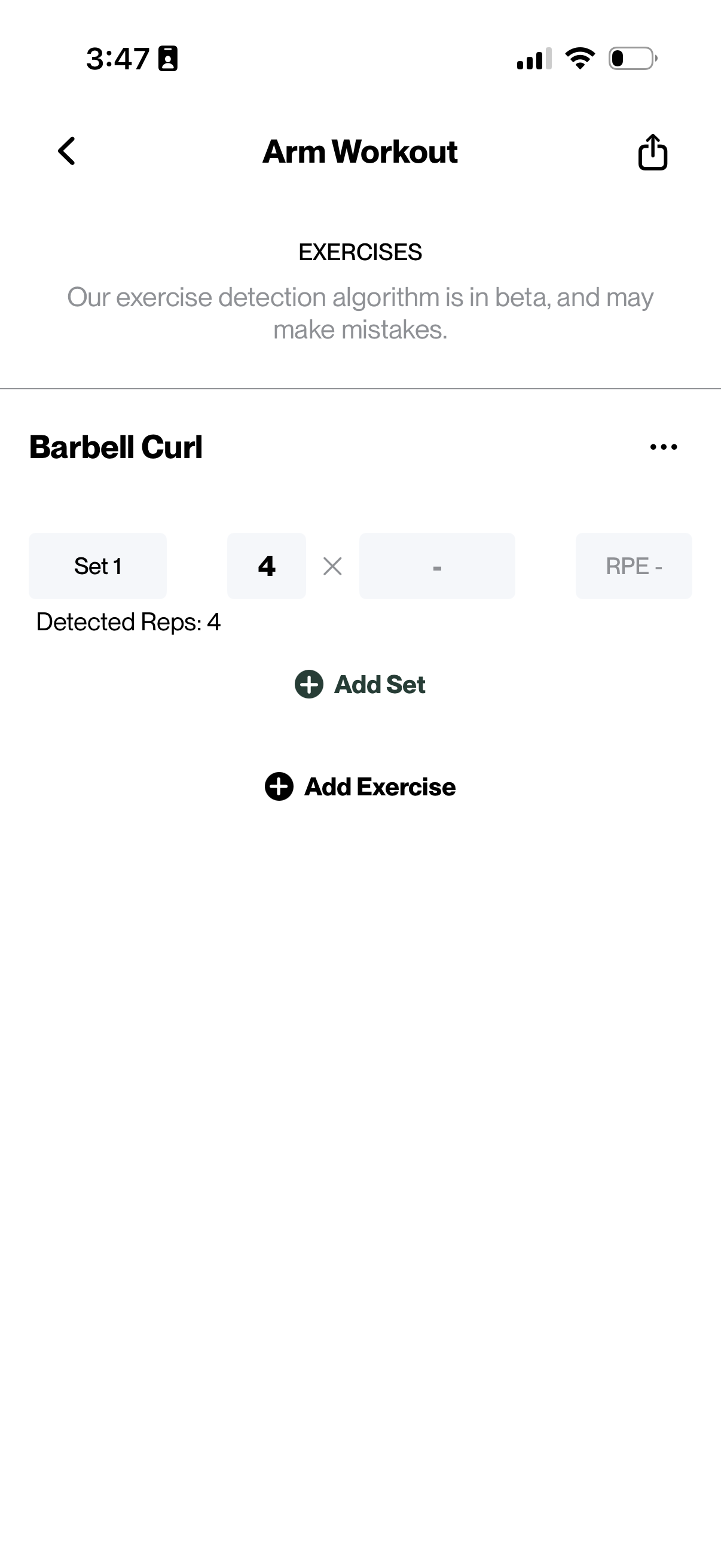 Automatic Set/Rep Detection