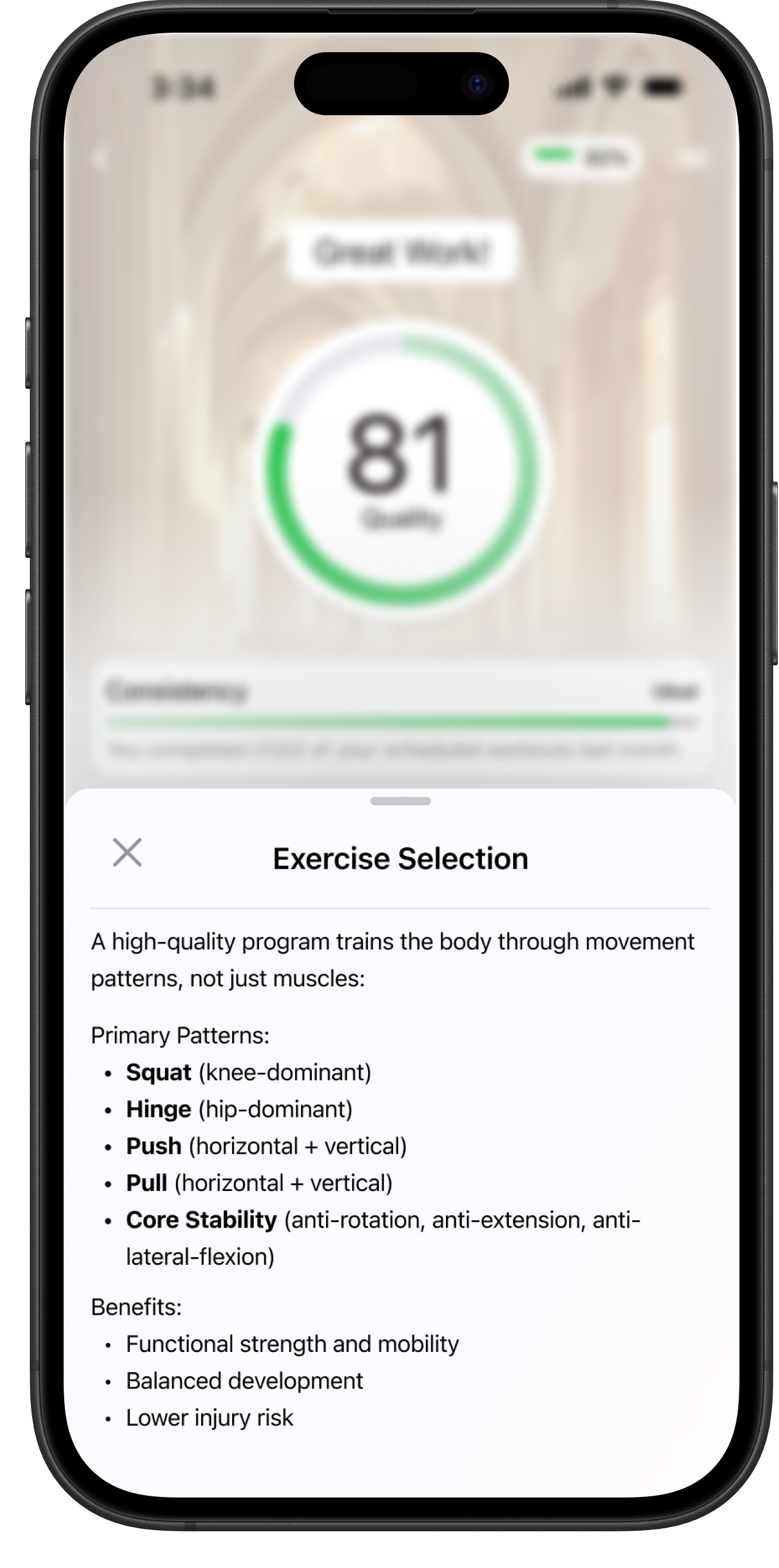 Fort exercise selection screen